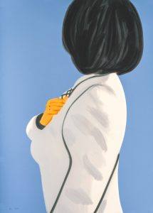 Alex Katz Vivien in White Coat - FRANK FLUEGEL GALERIE - Original Print for sale Ausstellung Nuernberg
