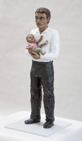 Stephan Balkenhol - Mann mit Kind | FRANK FLUEGEL GALERIE Ausstellung Nuernberg