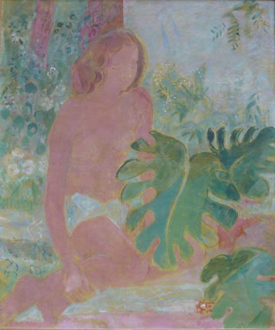 Oskar Moll Blonder Akt mit Philodendron