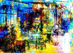 Gemälde Lee Eggstein  Cafe Le Refuge Paris  ...