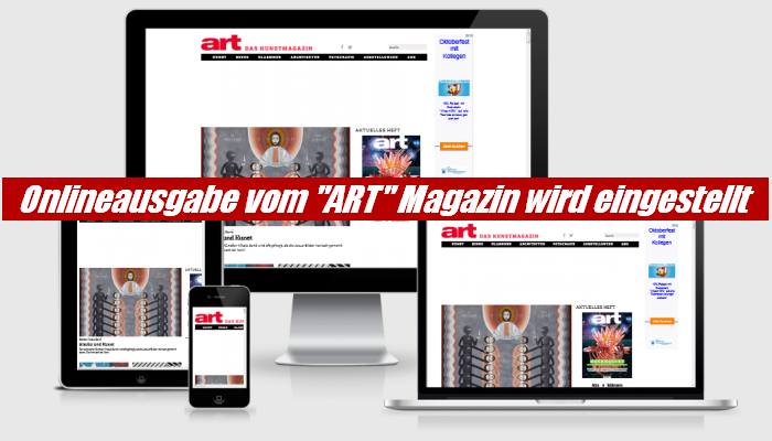 Kunstmagazin "ART" macht der Online Ausgabe ein Ende